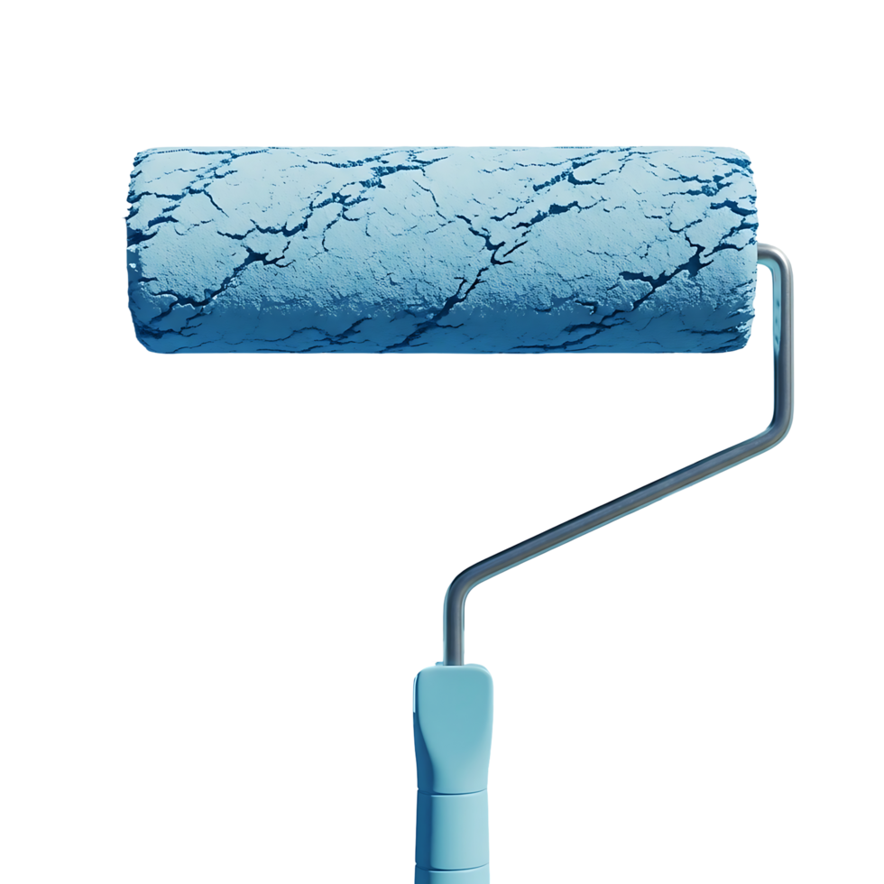 Paint Roller with Blue Textured Paint png