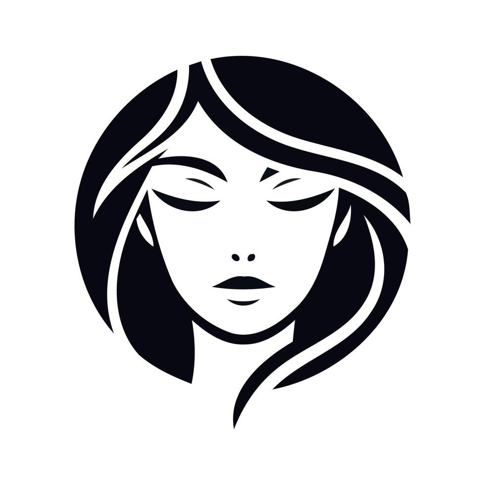 Elegant black and white silhouette of a woman s face with flowing hair vector