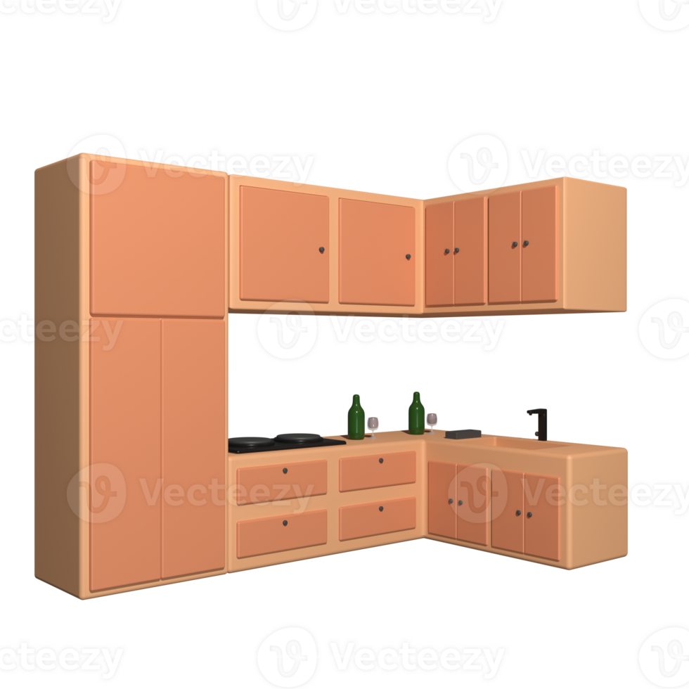 Kitchen Cabinet 3D Illustration png