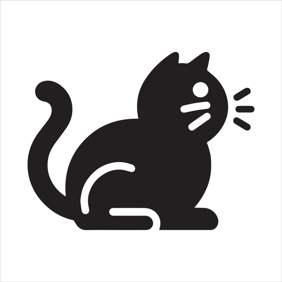Simple black silhouette of a sitting cat with whiskers vector