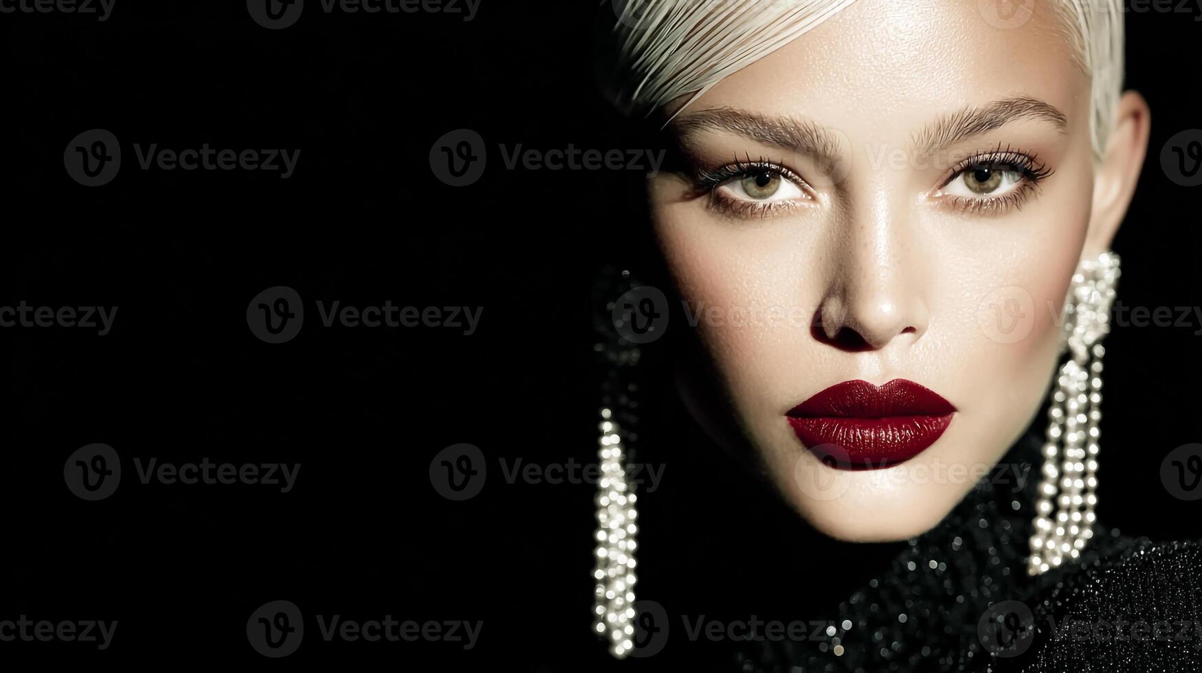 Blonde fashion model with makeup. Sensuality concept photo