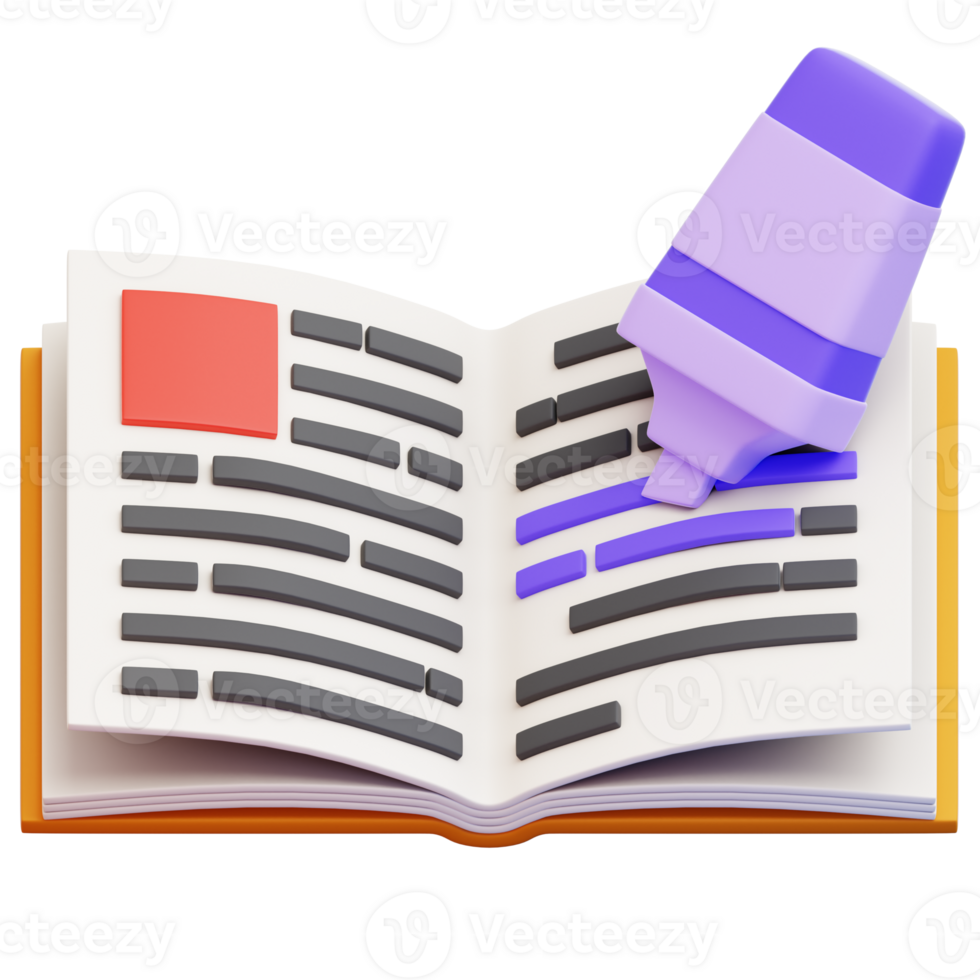 An open book being highlighted by a highlighter, symbolizing learning and knowledge png