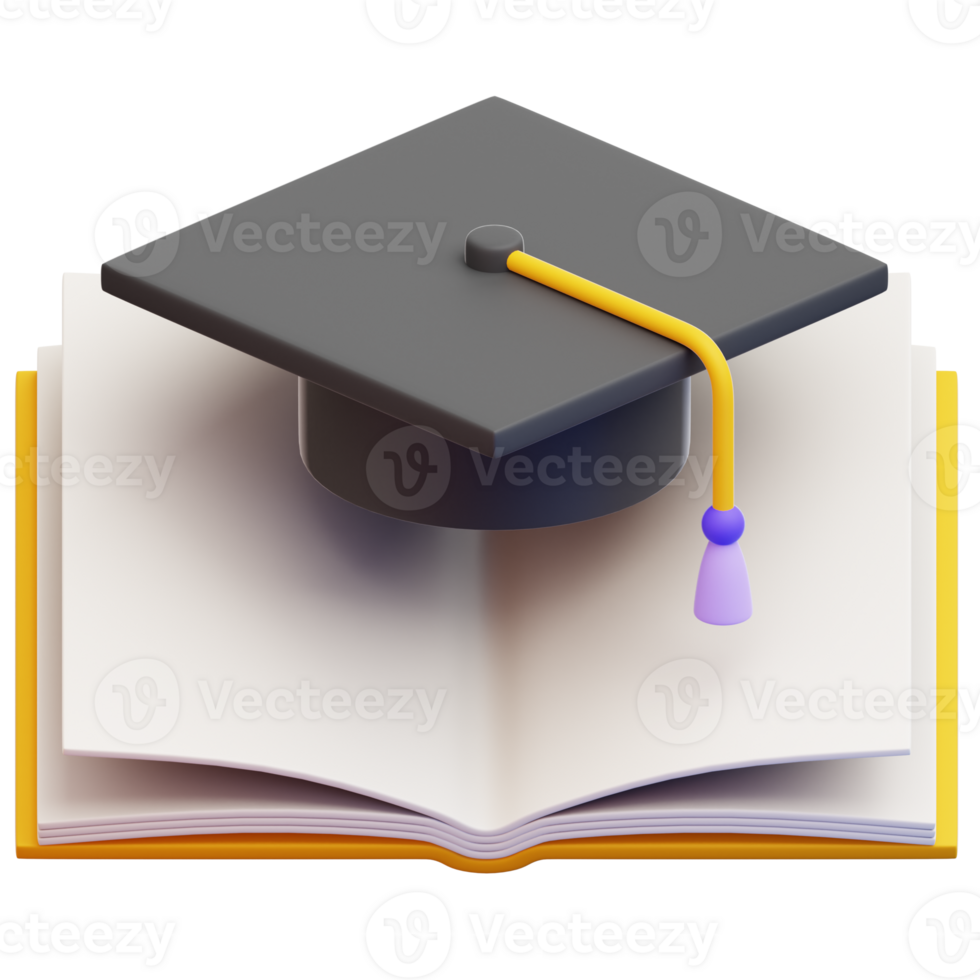 Graduation cap on open book, education concept png