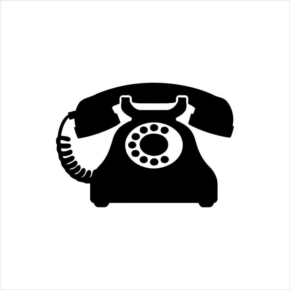 Classic black rotary dial telephone icon on a white background vector