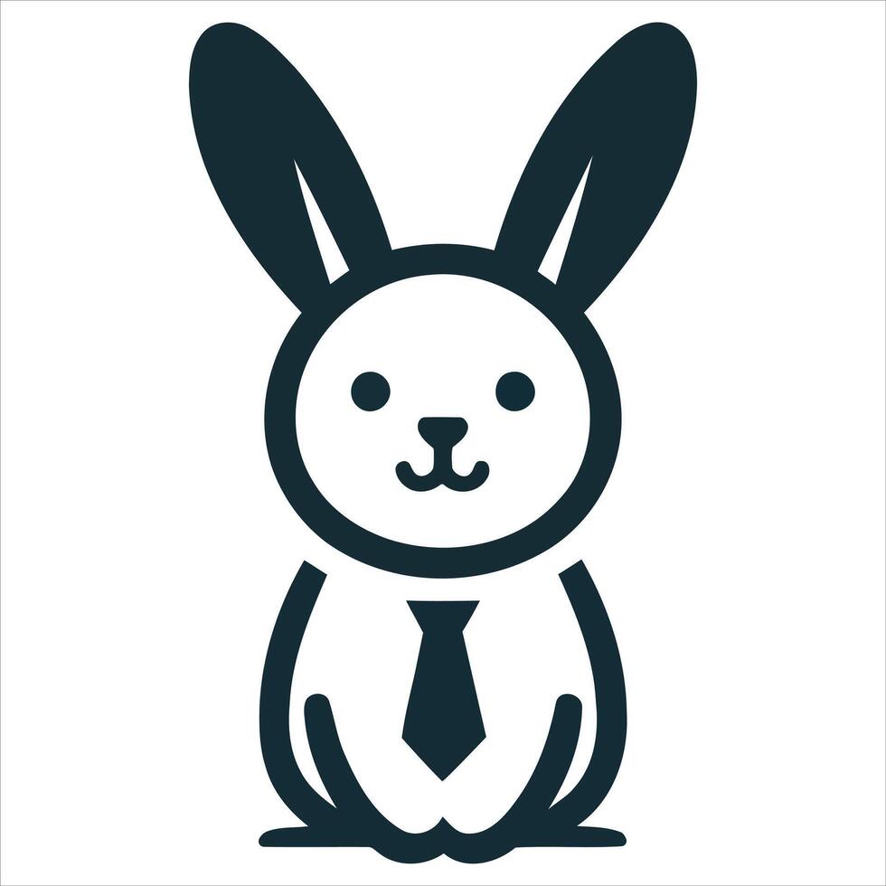Stylized dark blue bunny rabbit wearing a tie icon vector