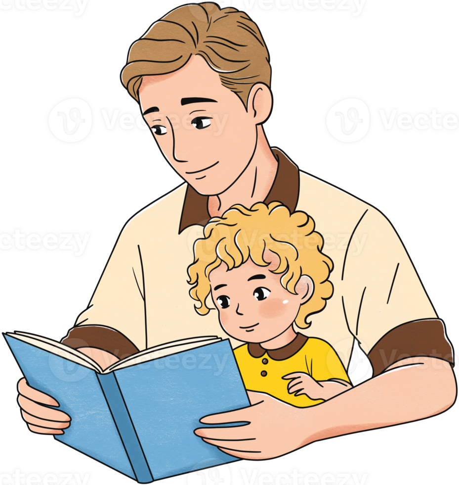 Father reading with Son png