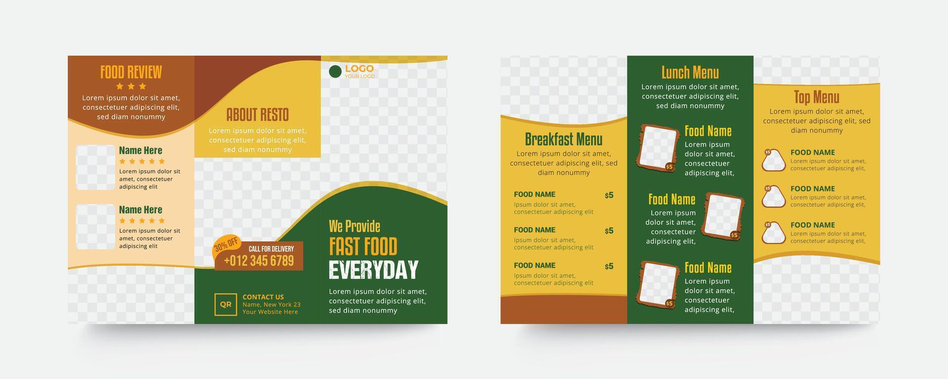 Restaurant trifold menu design vector