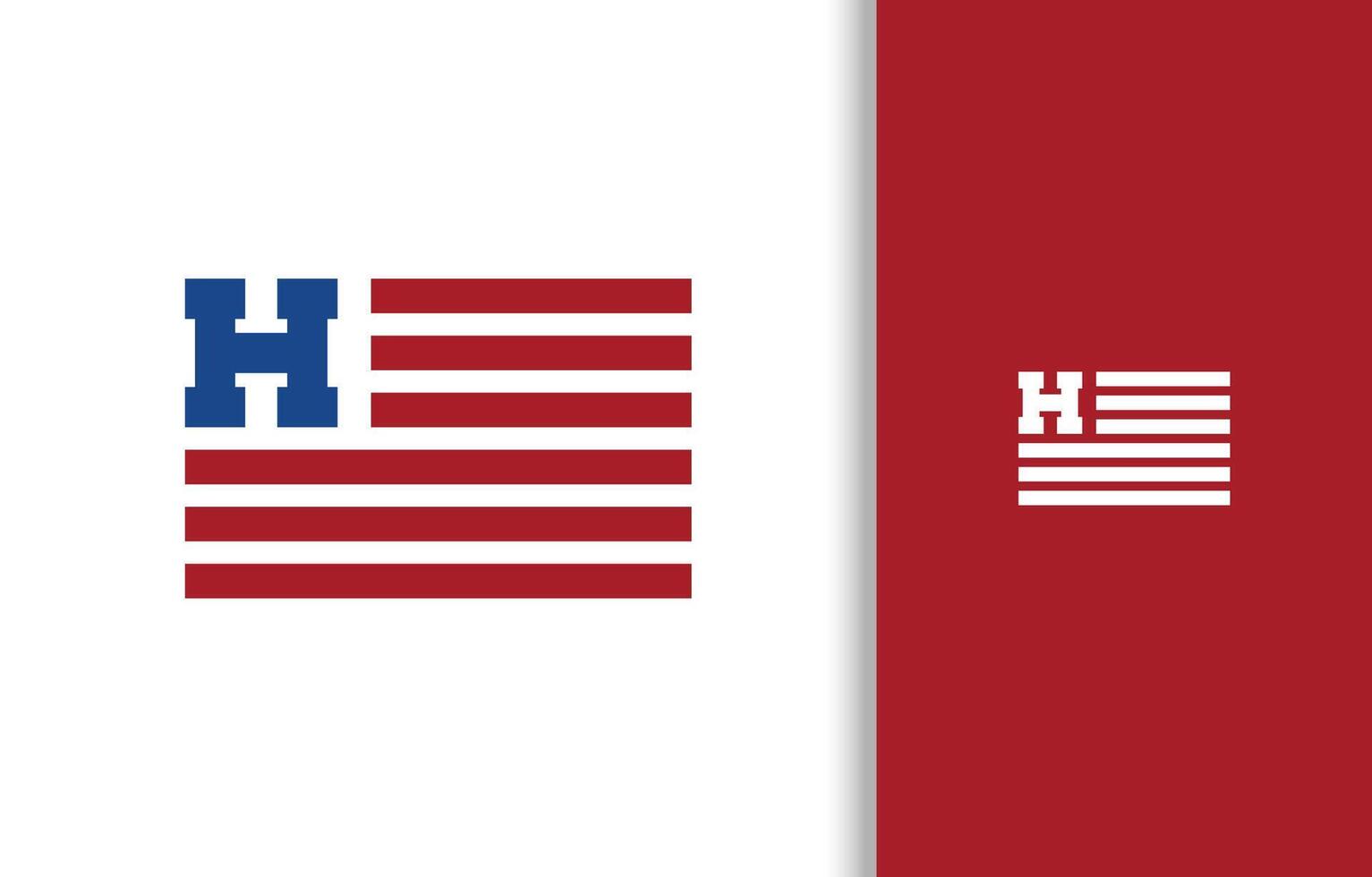 LETTER H FLAG LOGO WITH BLUE AND RED COLOR vector