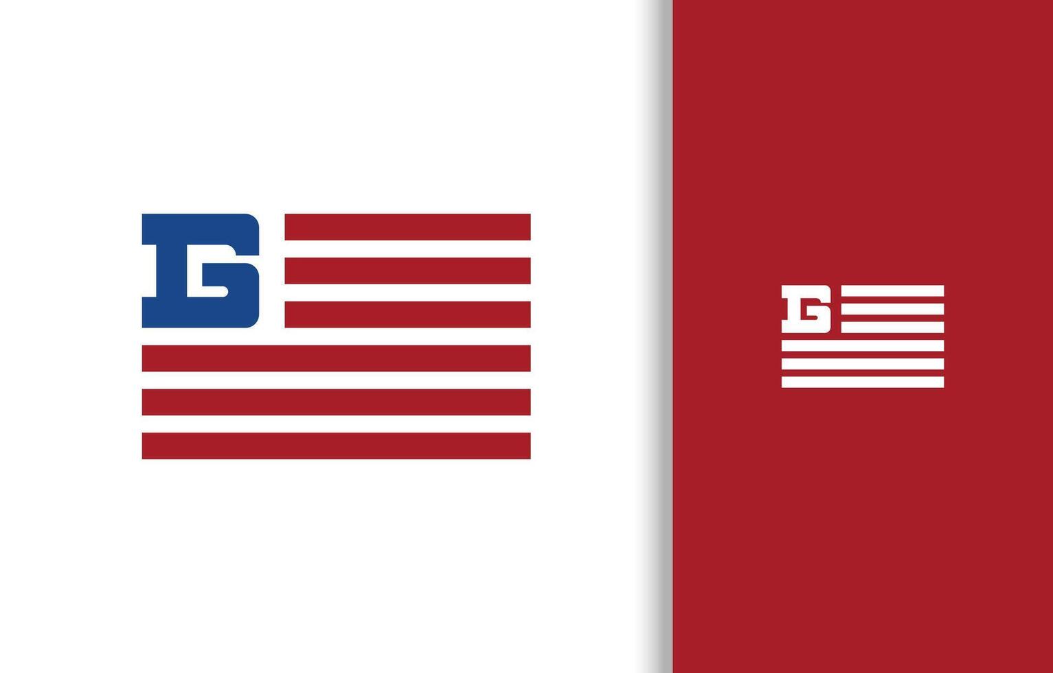 LETTER G FLAG LOGO WITH BLUE AND RED COLOR vector