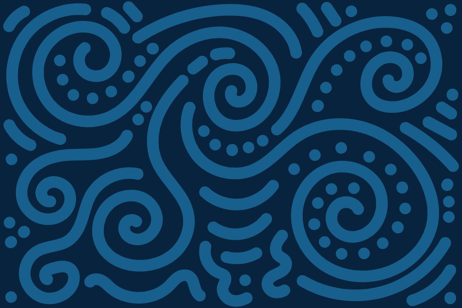 Seamless Dark Blue Abstract Pattern with Swirl Lines vector