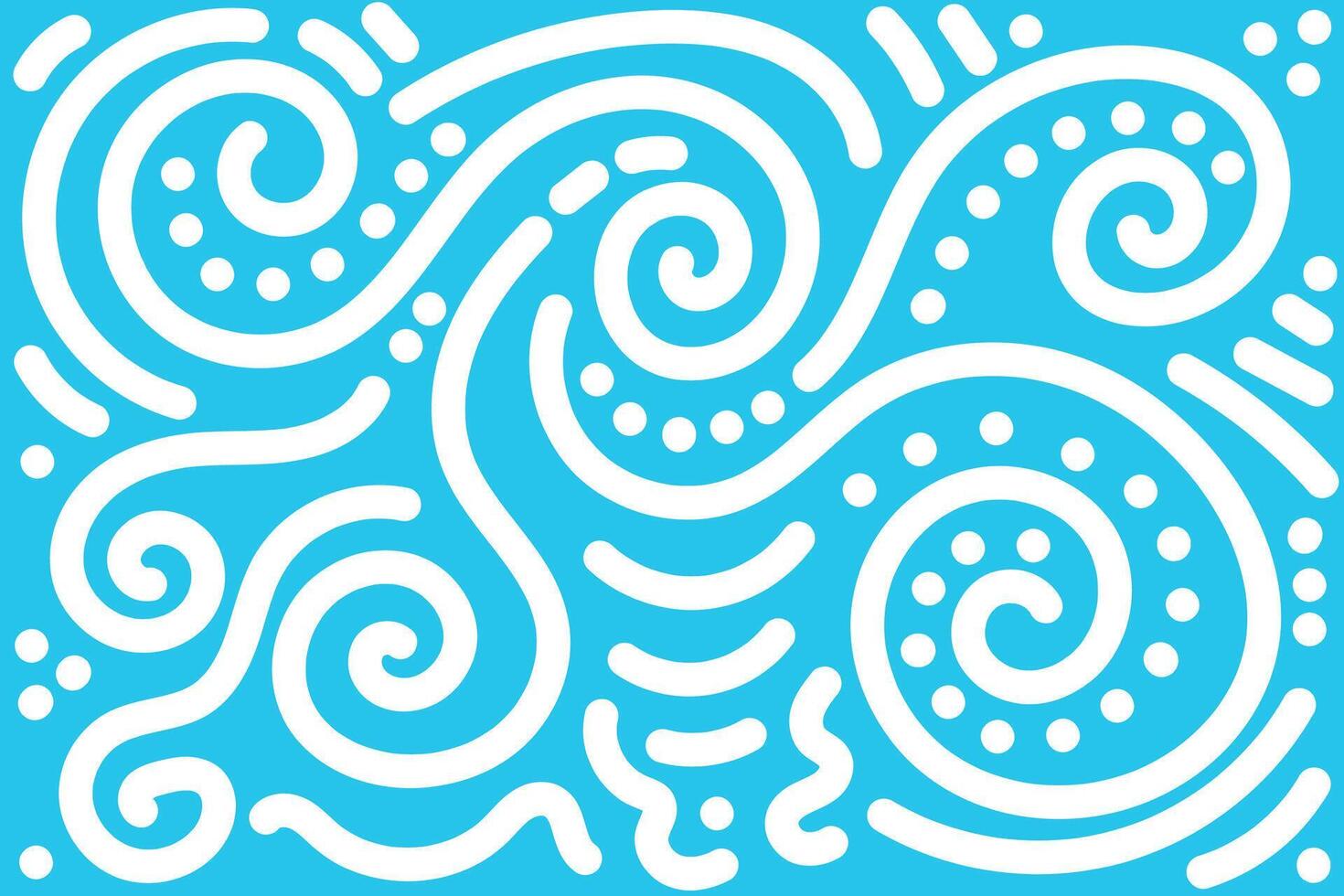Seamless Abstract Pattern with White Spiral Lines on Blue Background vector