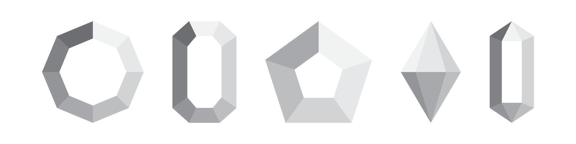 Diamond icons set symbols vector