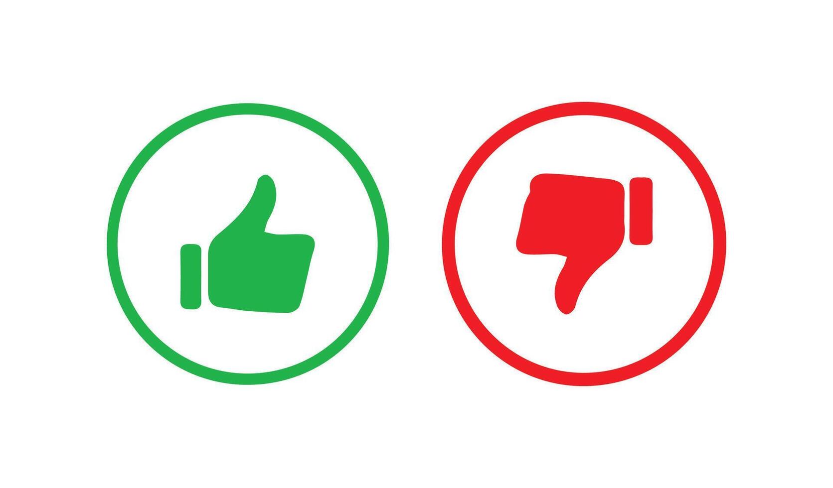 Thumb up, thumb down, like and dislike icons buttons collection. Silhouette and outline circle style vector