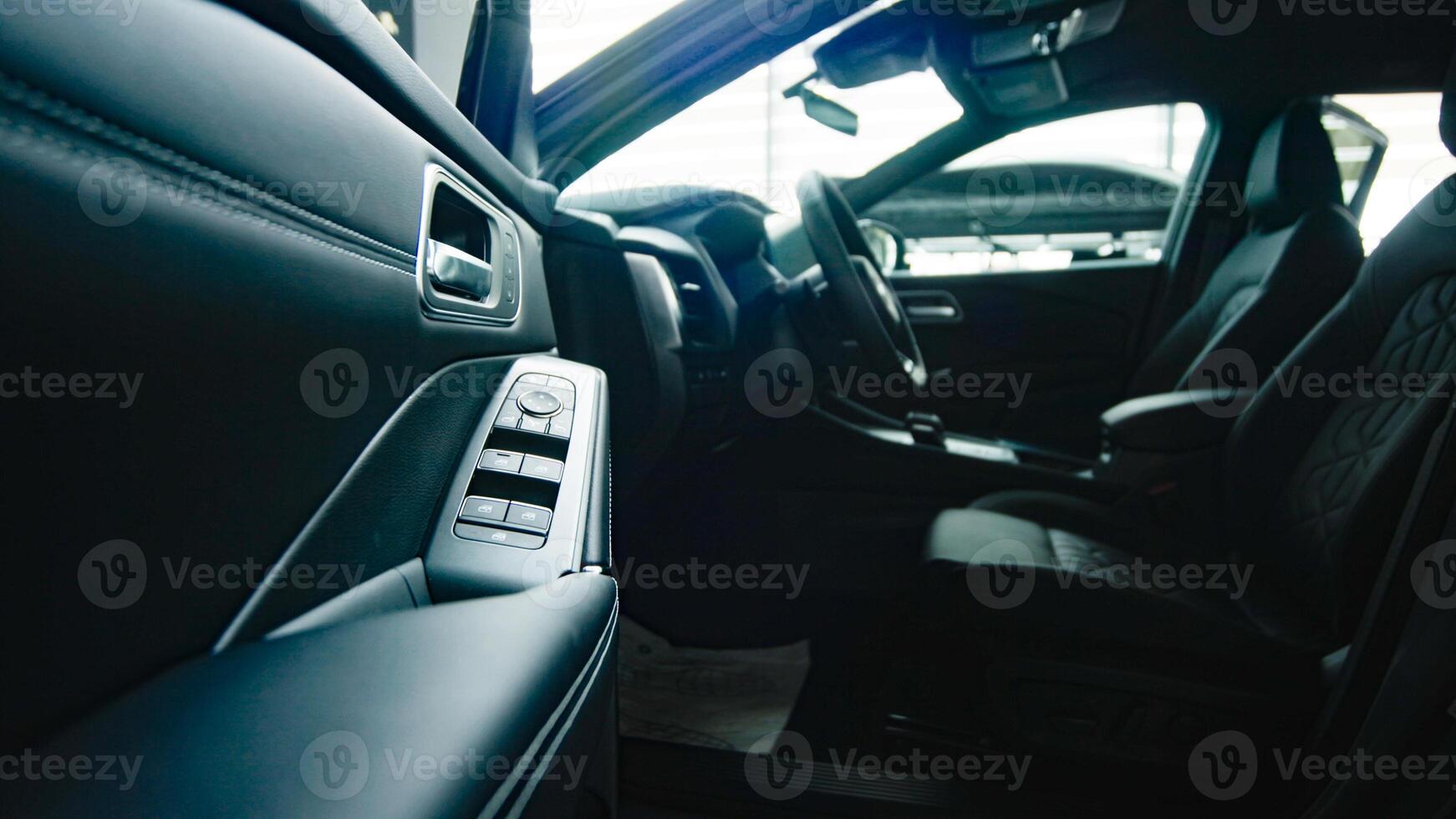 Close-up of the interior of a modern automobile. Interior details. Concept of auto parts, buying auto. photo