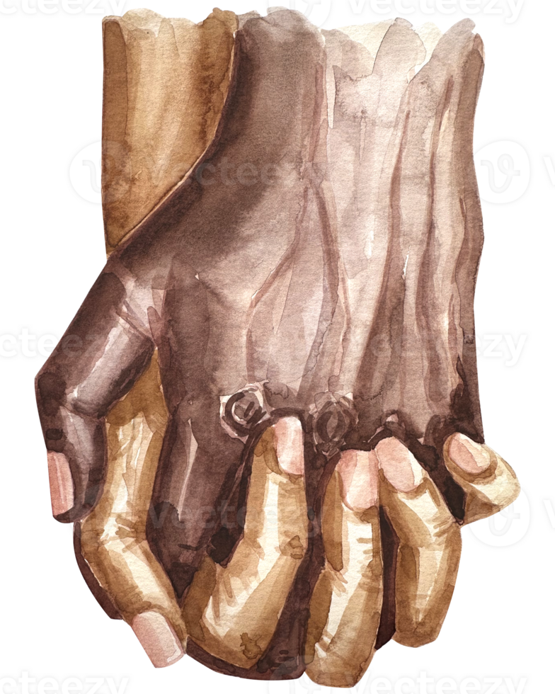 Holding hands couple in love watercolor illustration clip art png