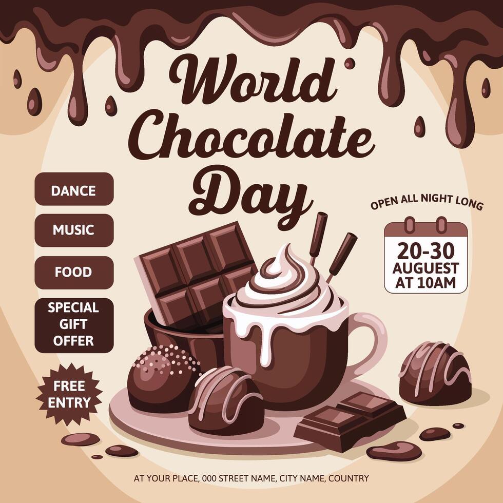 World Chocolate Day event poster vector