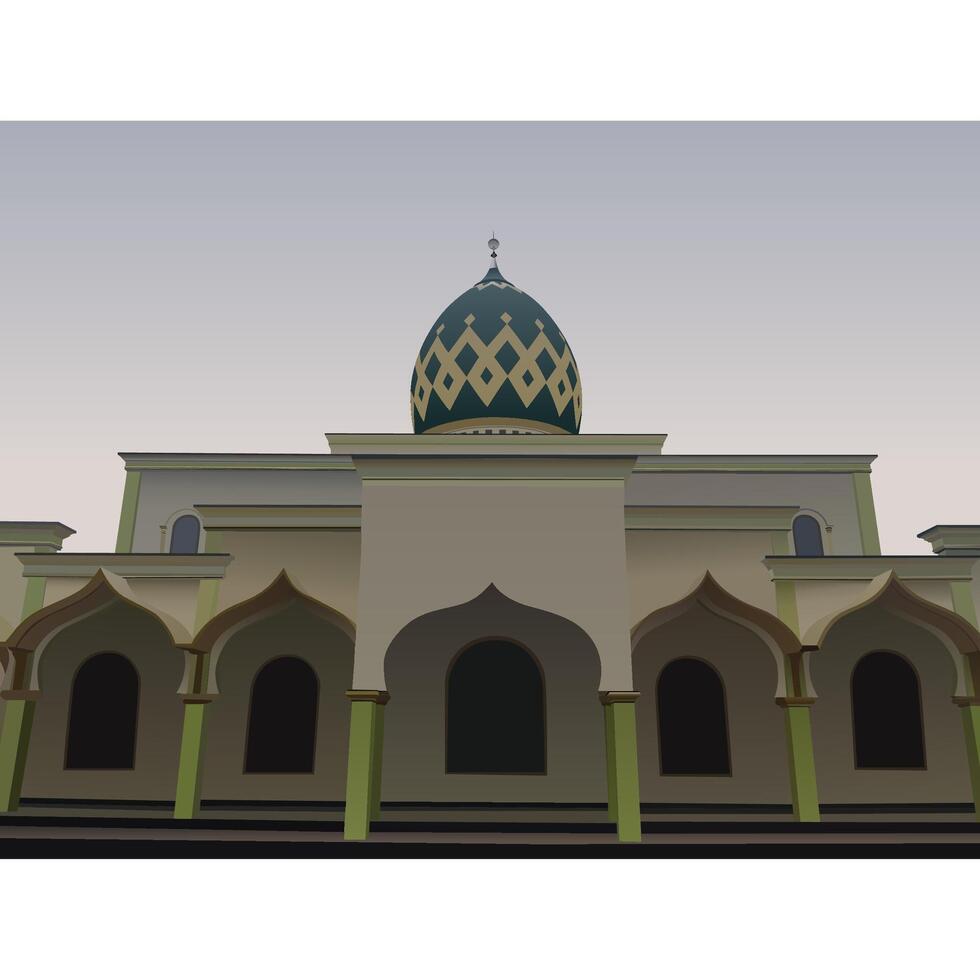 Mosque with intricate green dome vector