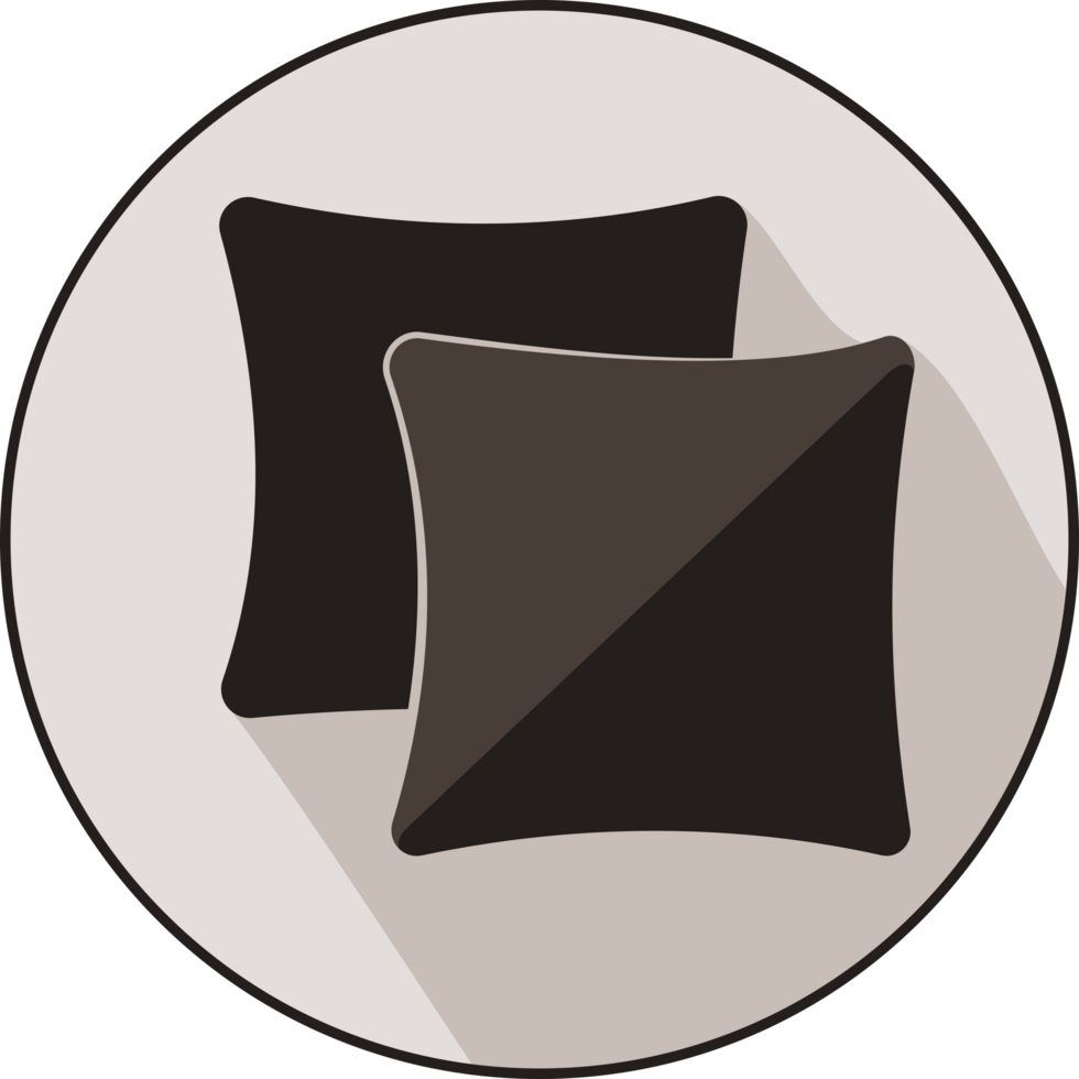 Cozy pillow icon, featuring a sleek flat design that embodies relaxation and home decor. png