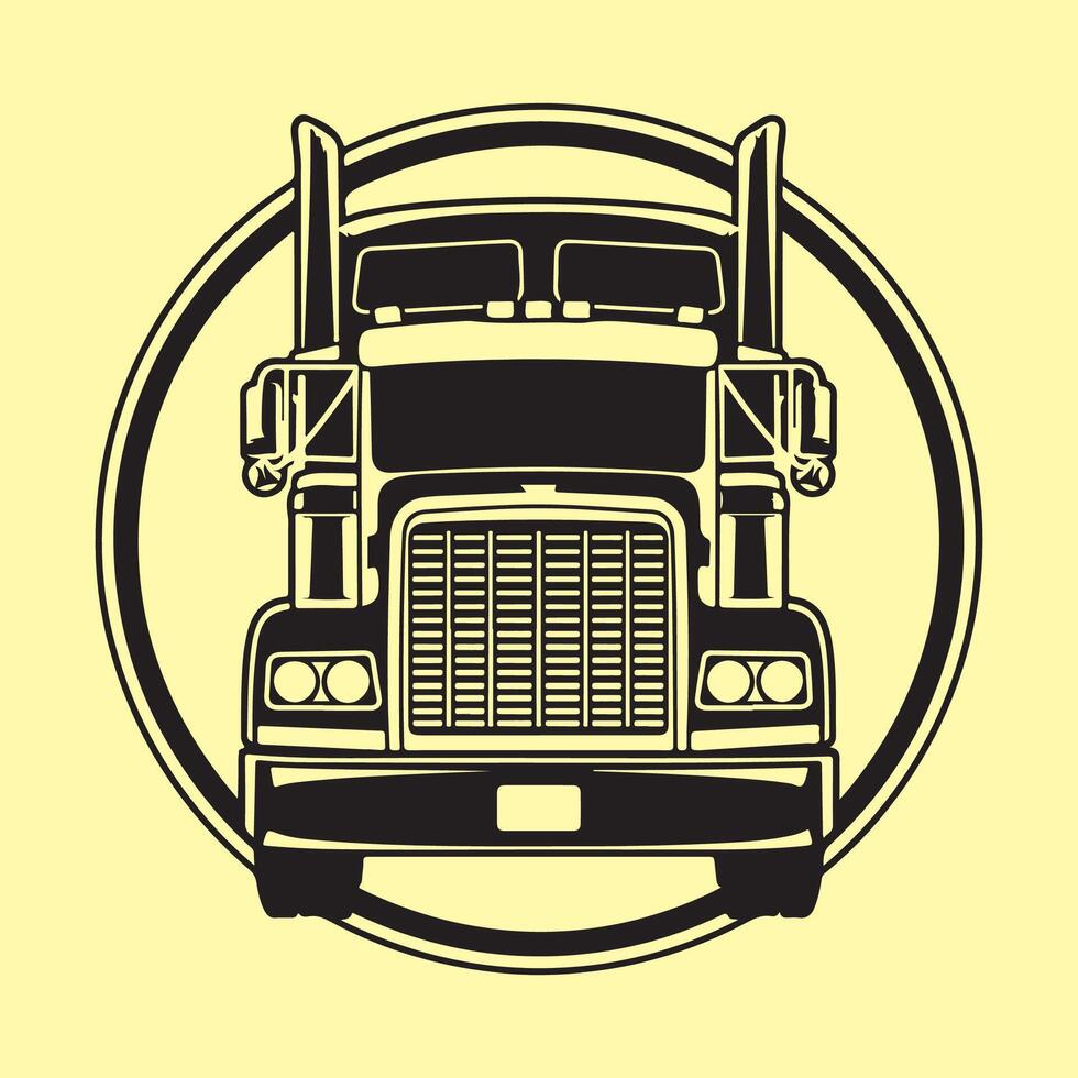 Black front head truck container logo design Image vector