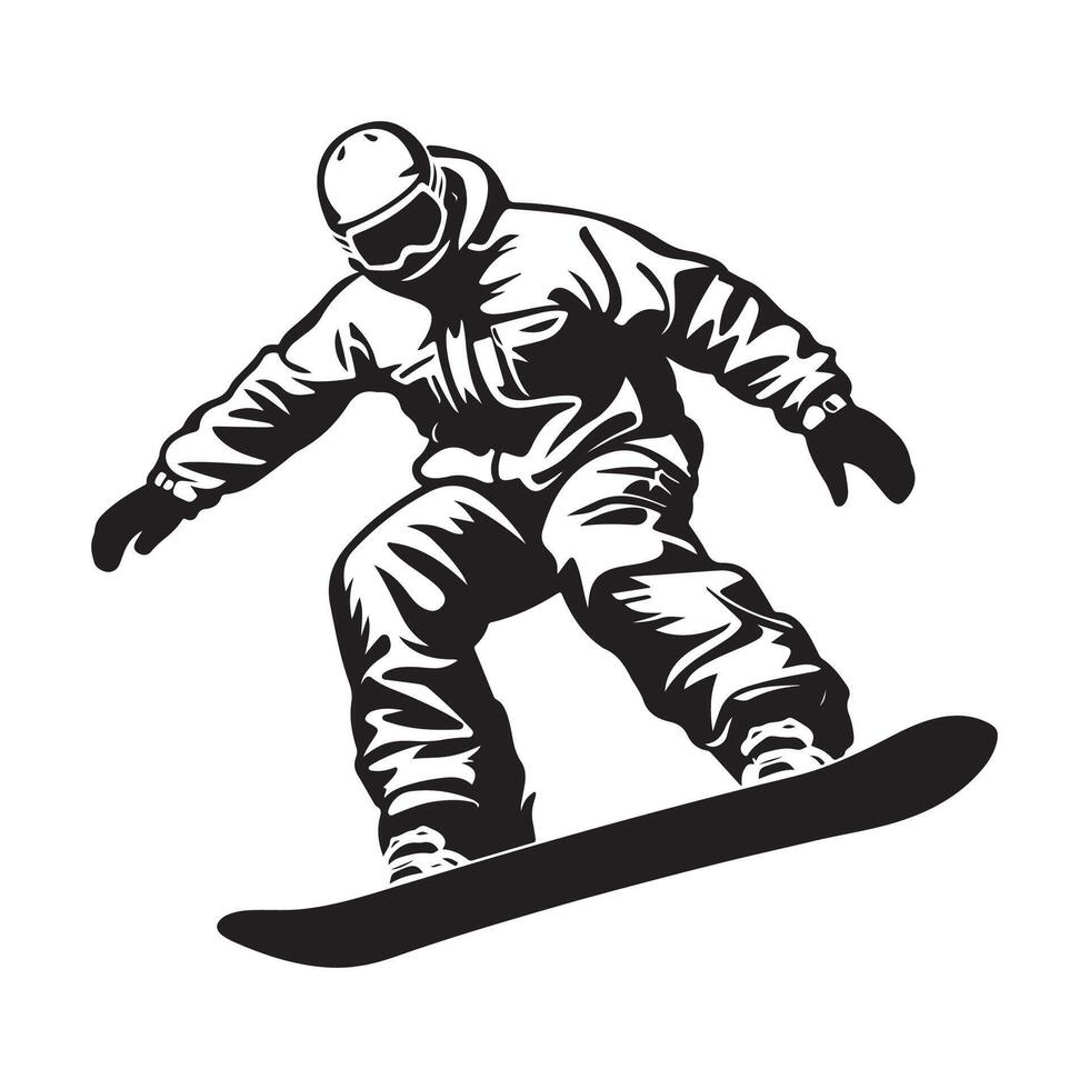 Snowboarder Silhouette Isolated On White Background vector