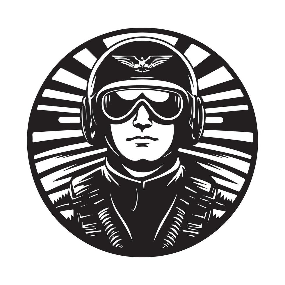 Aviator Pilot Stock Illustrations on whitebbackground. vector
