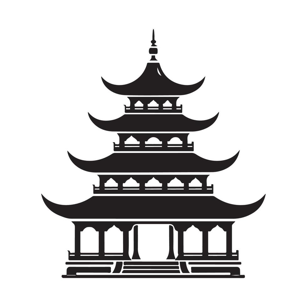 Buddhist Temple Icon in Trendy Design Style. vector