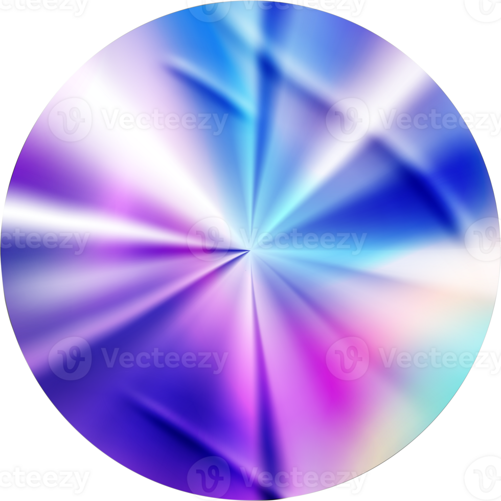 Holographic circle sticker. Gradient foil round shape. Neon iridescent retro emblem. png