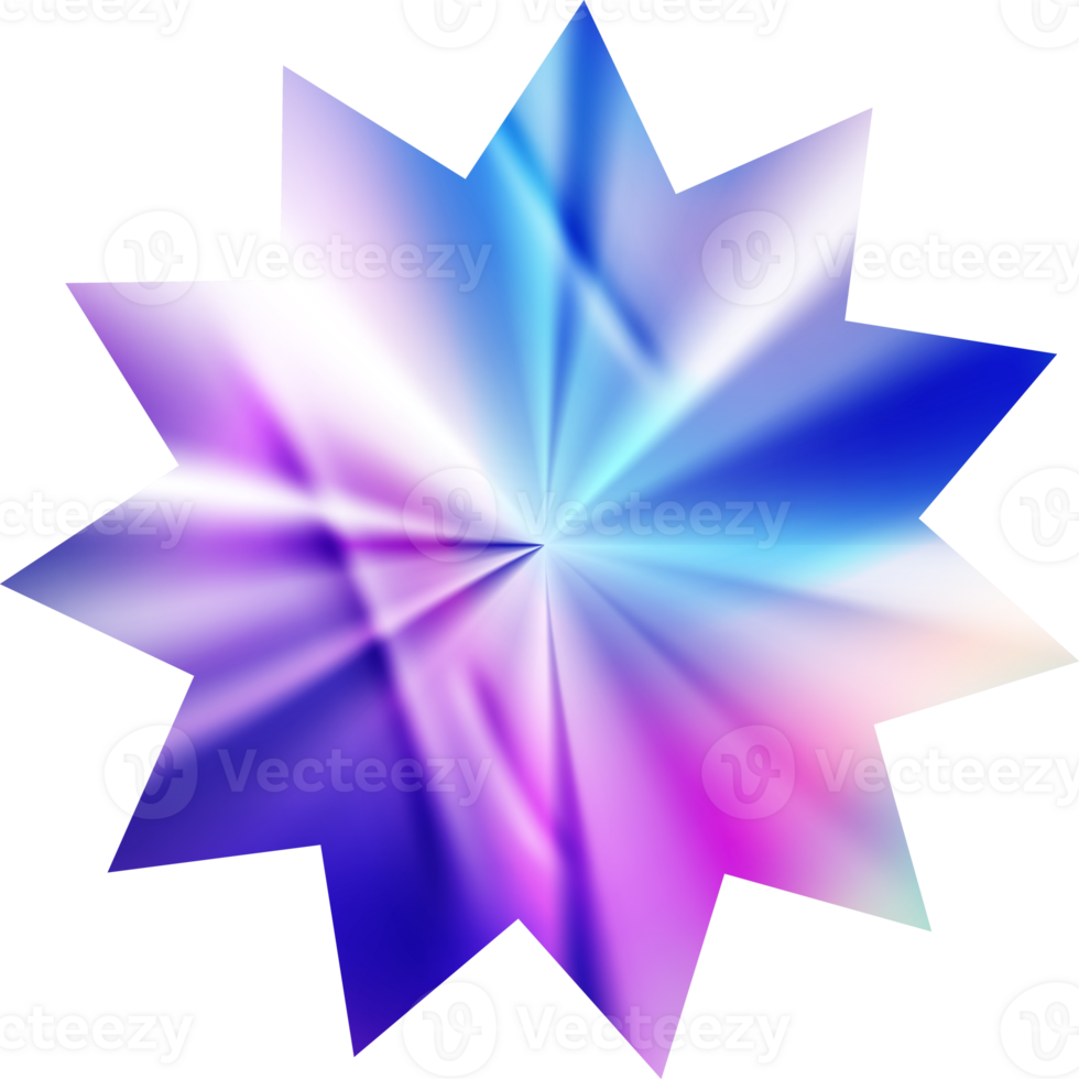 Holographic star sticker. Gradient foil shape. Neon iridescent retro emblem. png