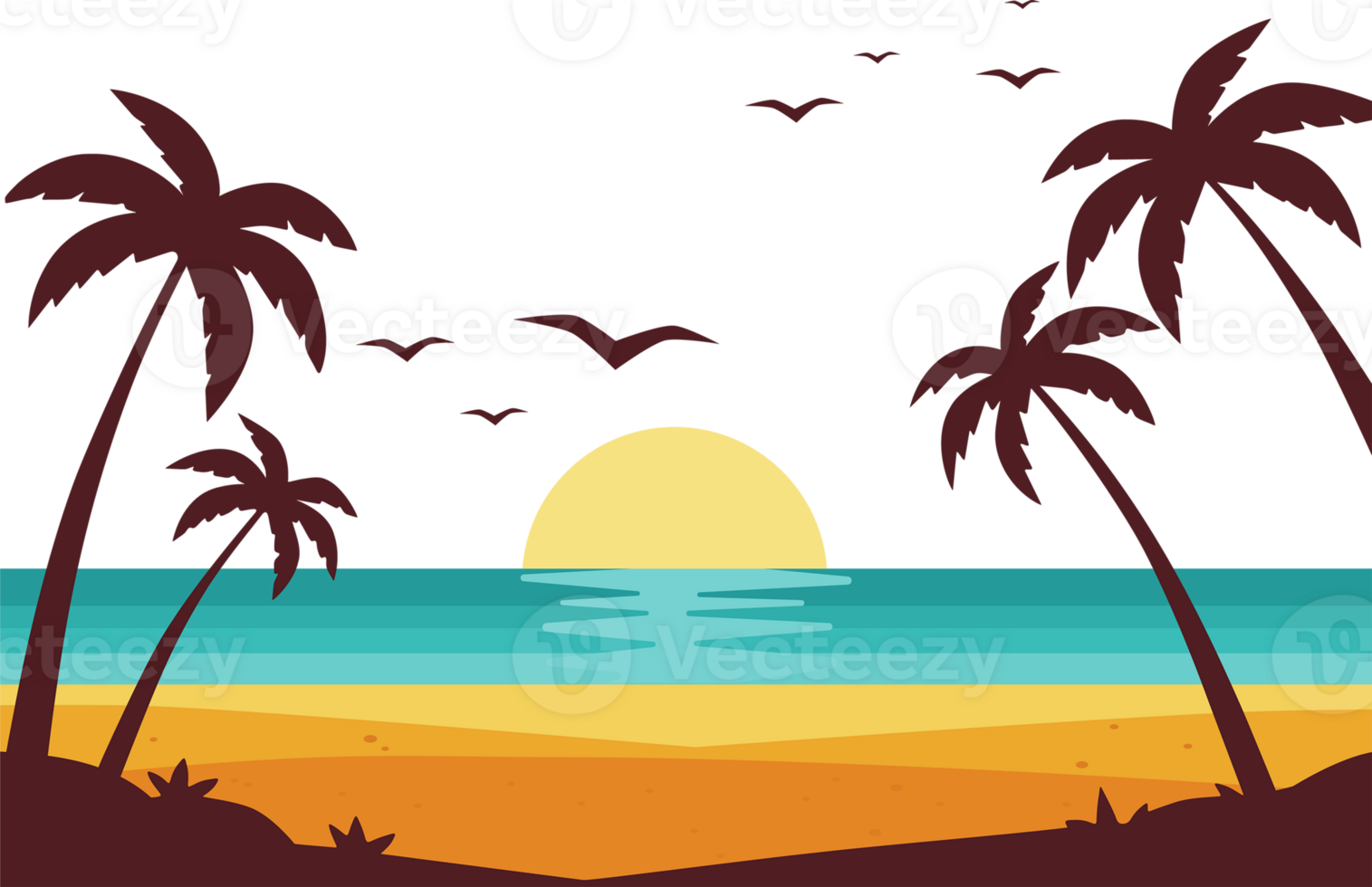 tropical beach with palm trees png
