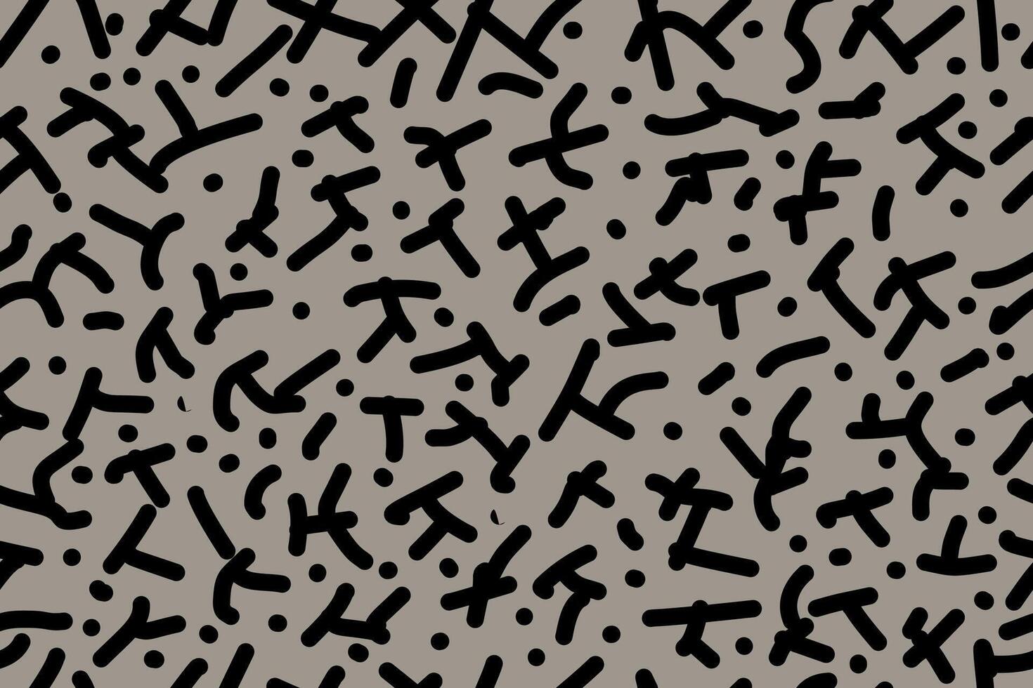 Black and brown line doodle seamless pattern. Brush marker drawn bold doodle lines seamless pattern. vector