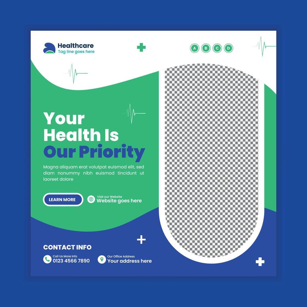 Health Clinic service Banner and Social Post Design Template vector