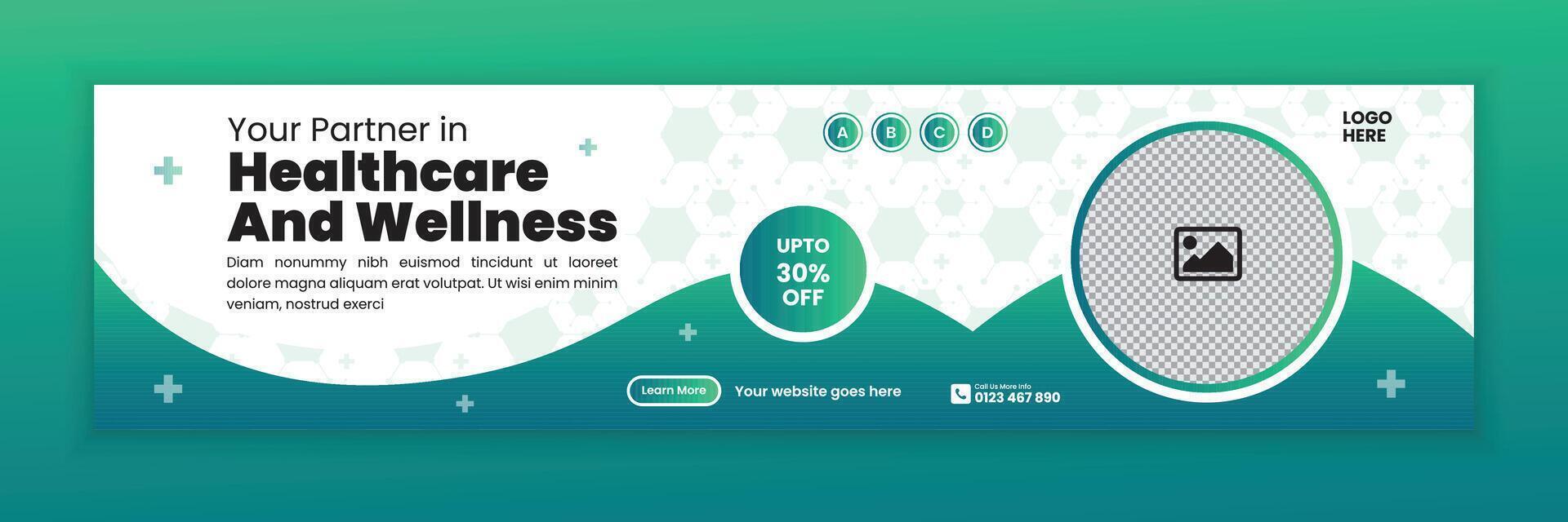 Doctor Profile Social Media Cover Banner Design and Hospital Web Header vector