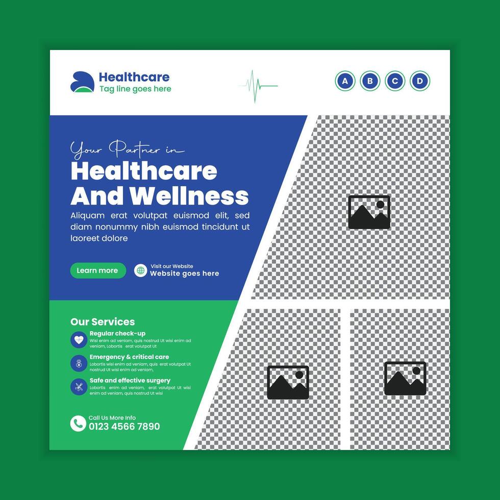 Healthcare appointment scheduling online template, medical clinic and doctor consultation social media design vector