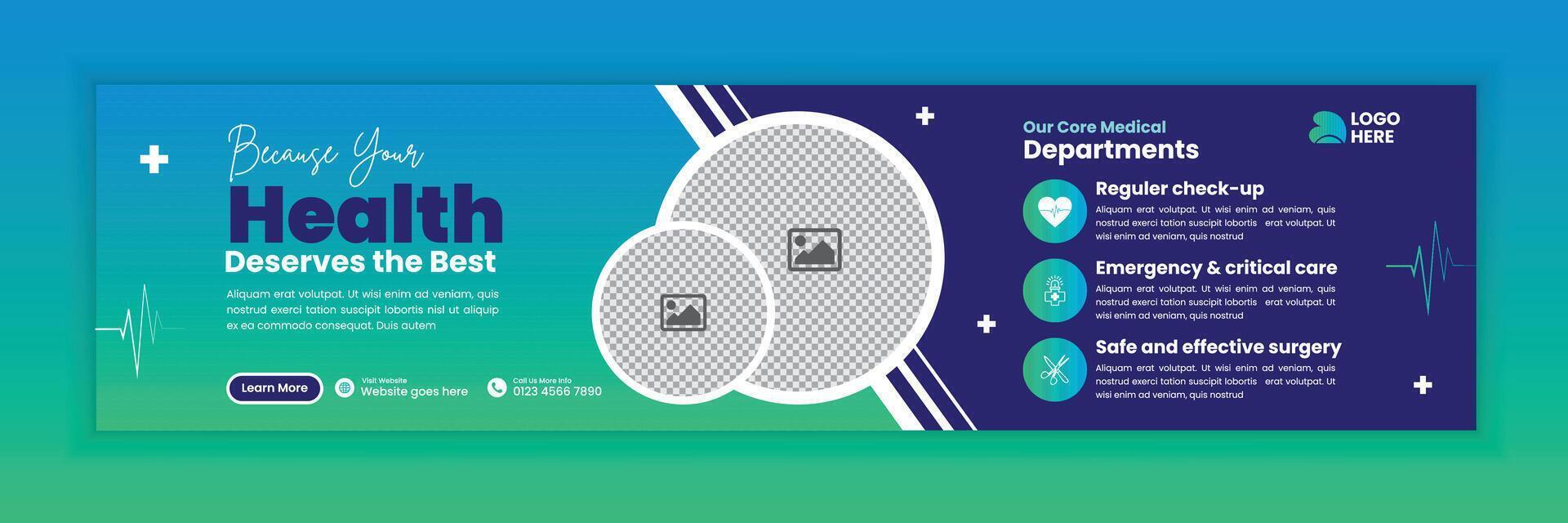 Medical and Healthcare Social Media Cover or Web Banner Design Template vector