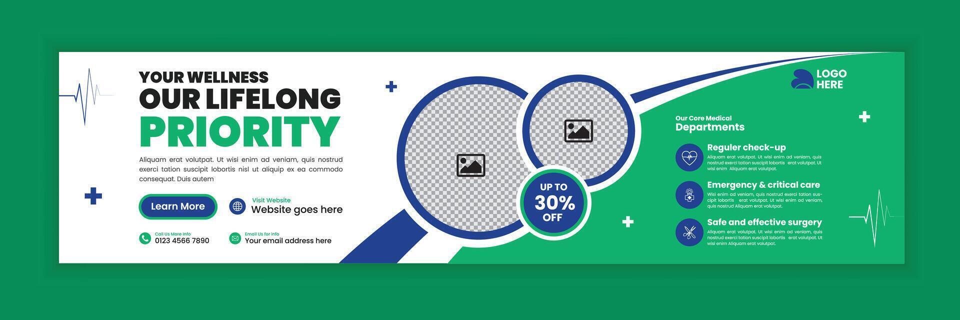 Medical and Healthcare Social Media Cover Design or Web Banner Template vector