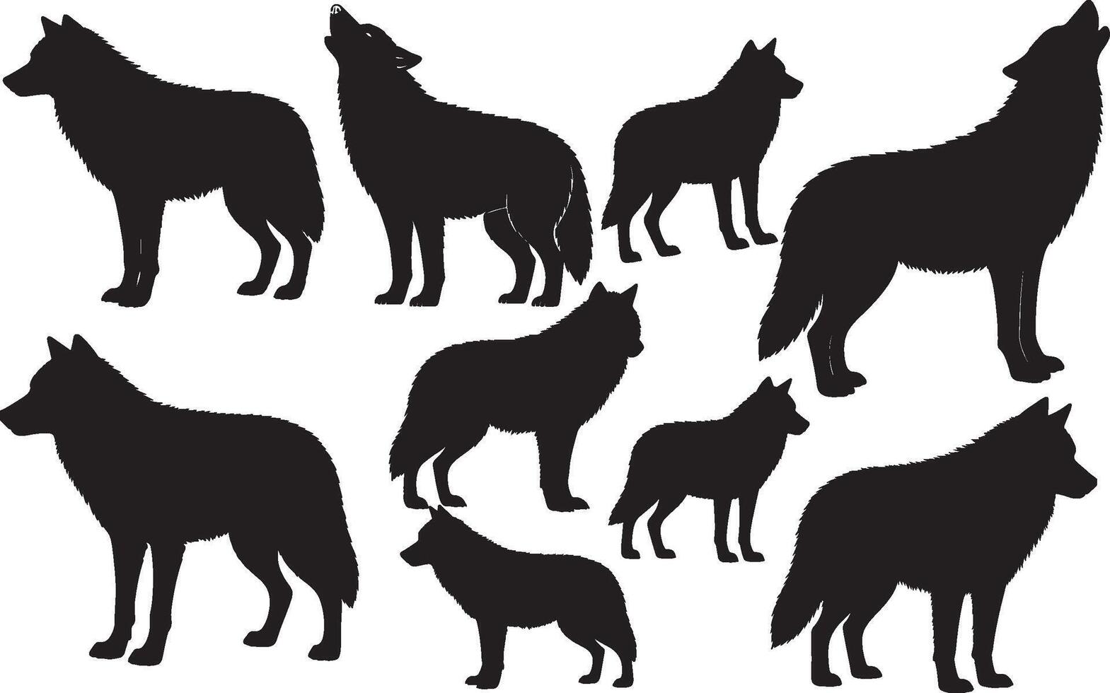 Wolf Silhouette on White Background collection vector