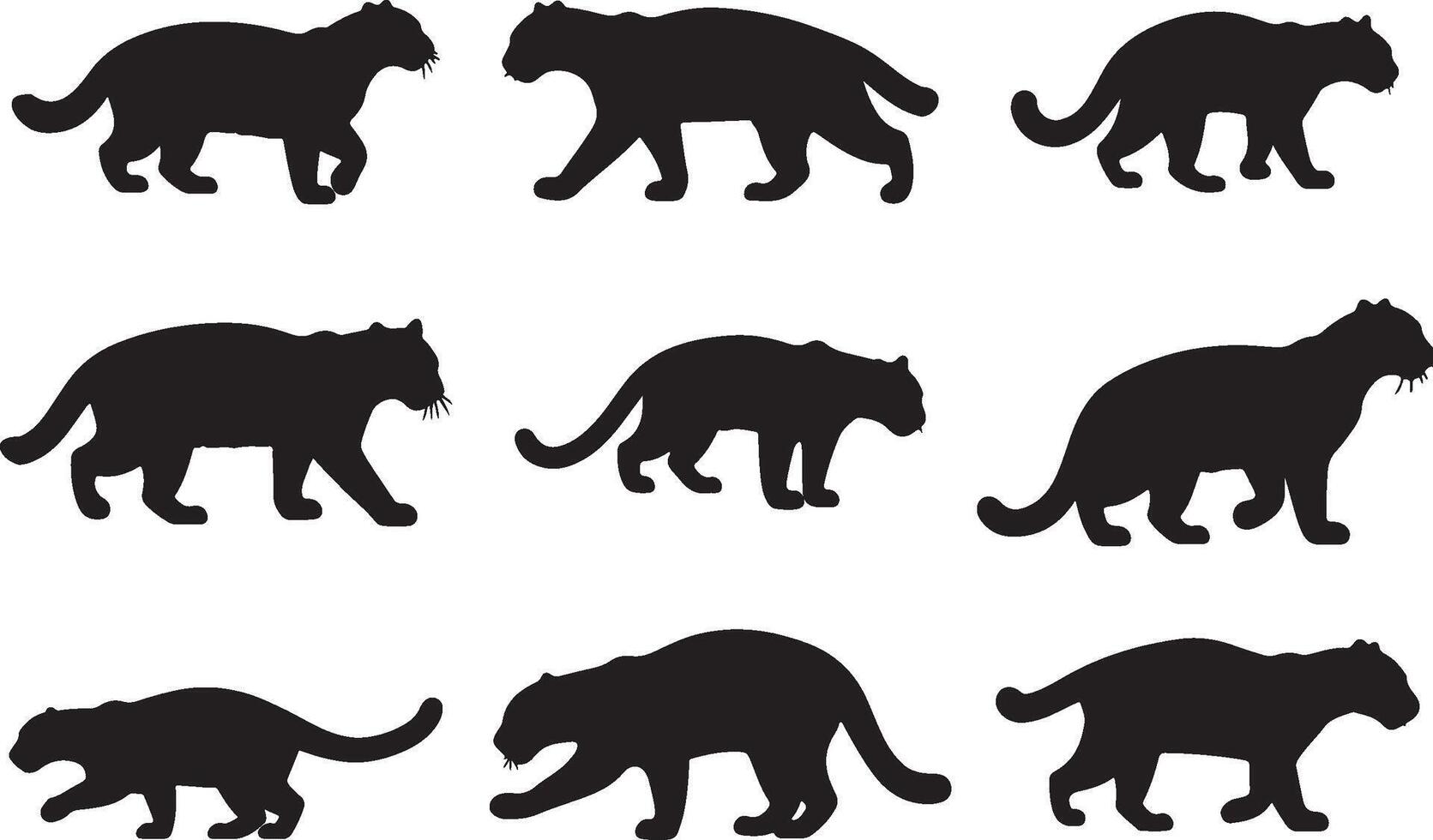 Sunda Clouded Leopard Silhouettes collection vector