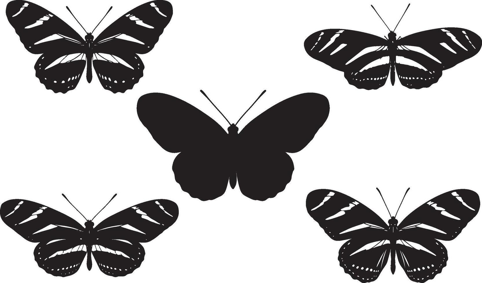 Zebra Butterfly Silhouette collection vector