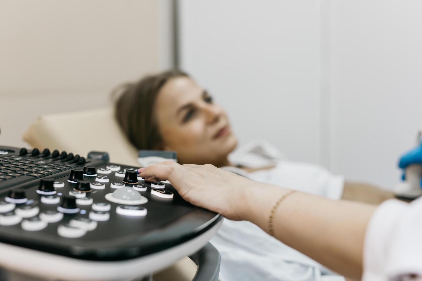 An ultrasound machine when a health care professional performs a scan. Medical imaging. photo