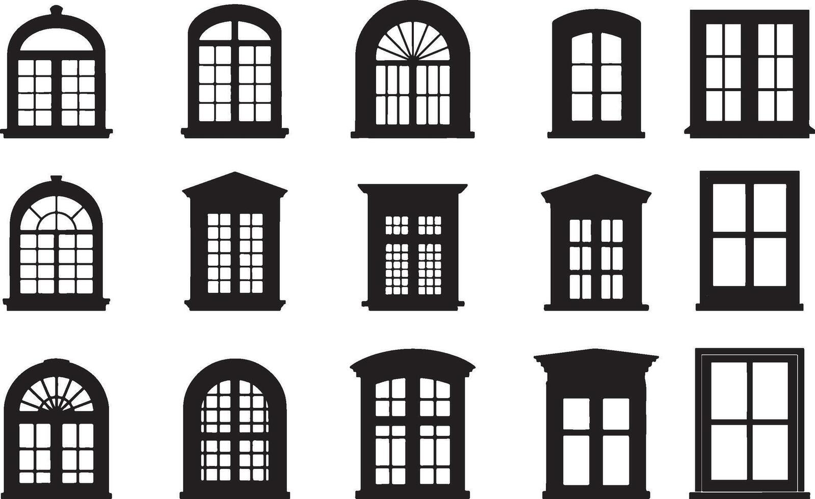 Windows Silhouette on White Background collection vector