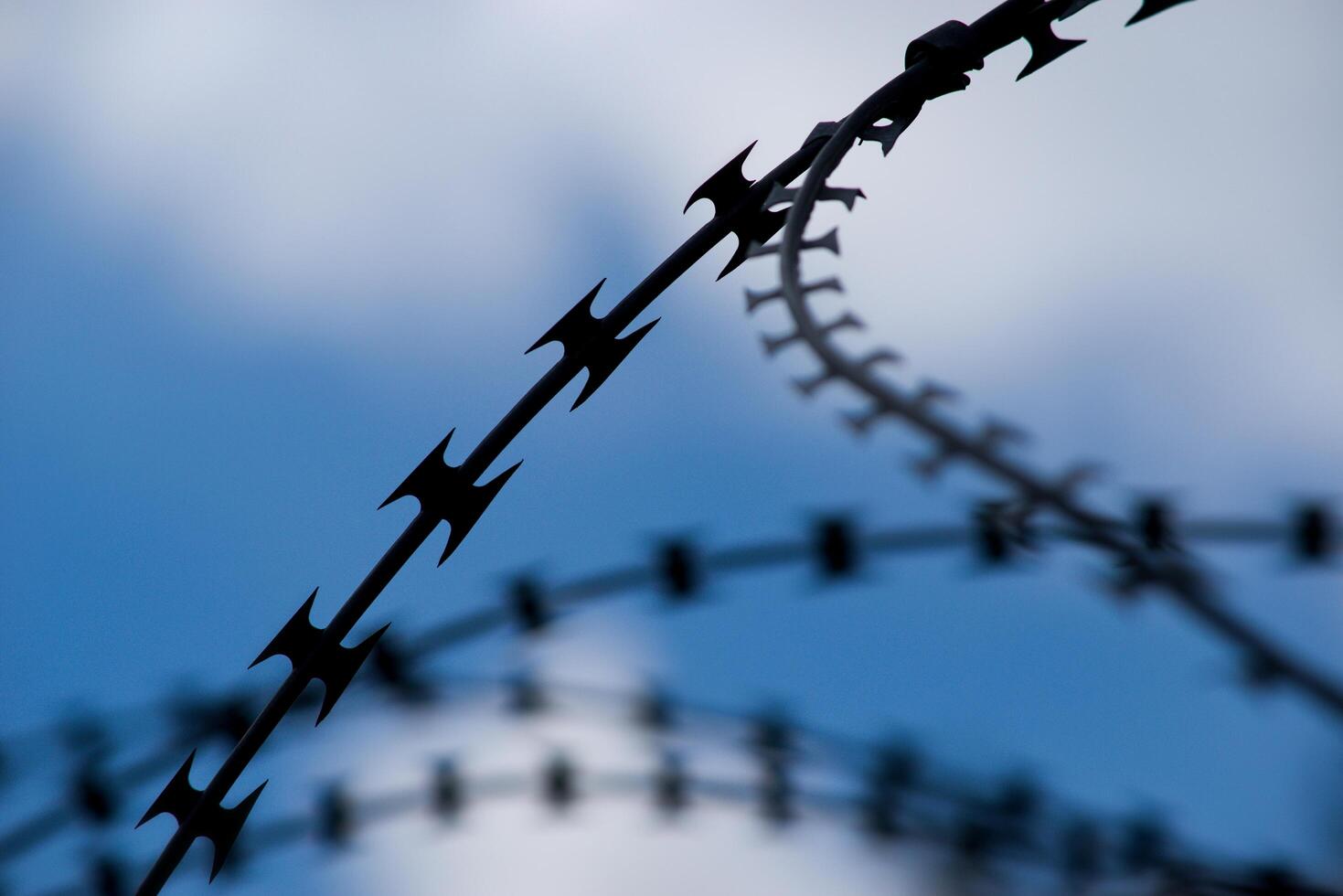 close up of a barbed wire fence for barb background photo