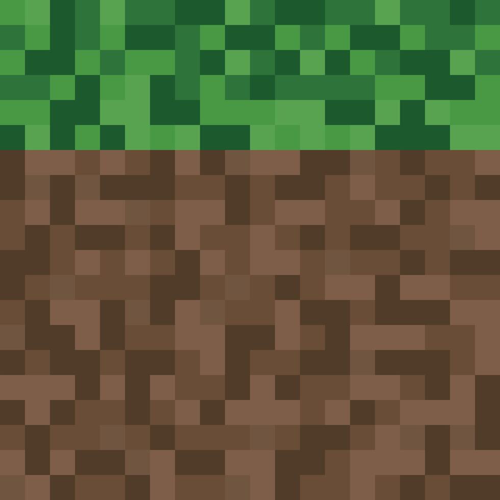 Pixelated Ground Background. Soil and Grass Pixel Cover, Wallpaper. Illustration. vector