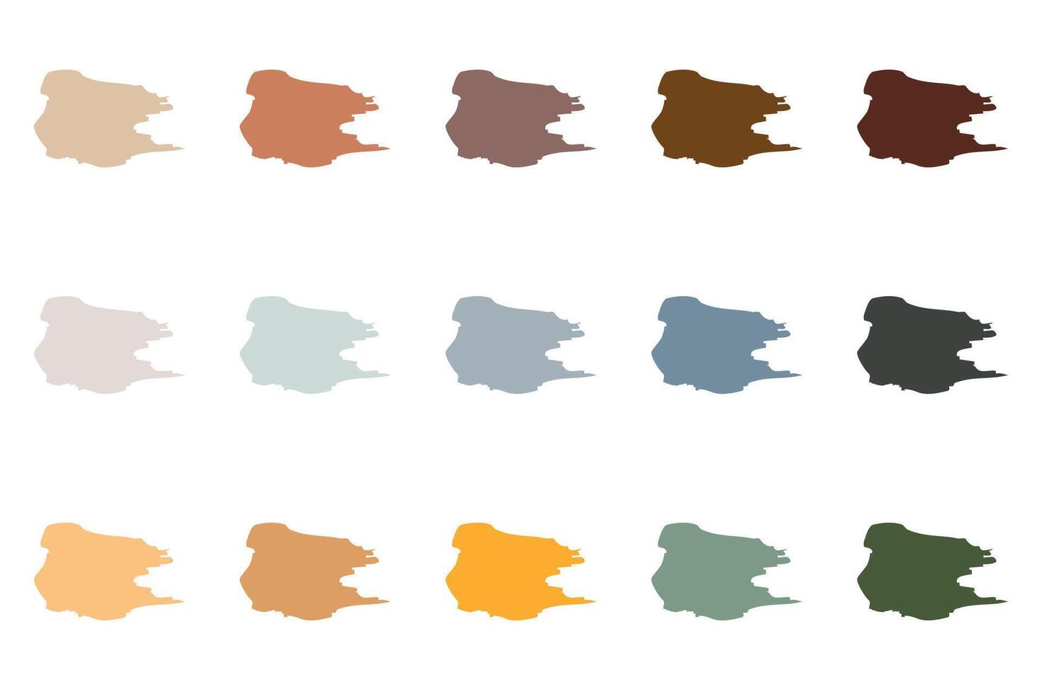 Autumn color trends. 15 warm colors. Trendy color palette. vector