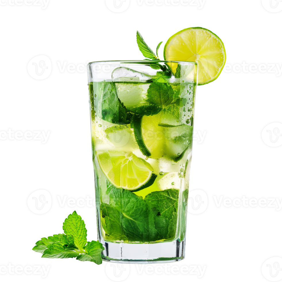 A refreshing mojito in a tall glass png
