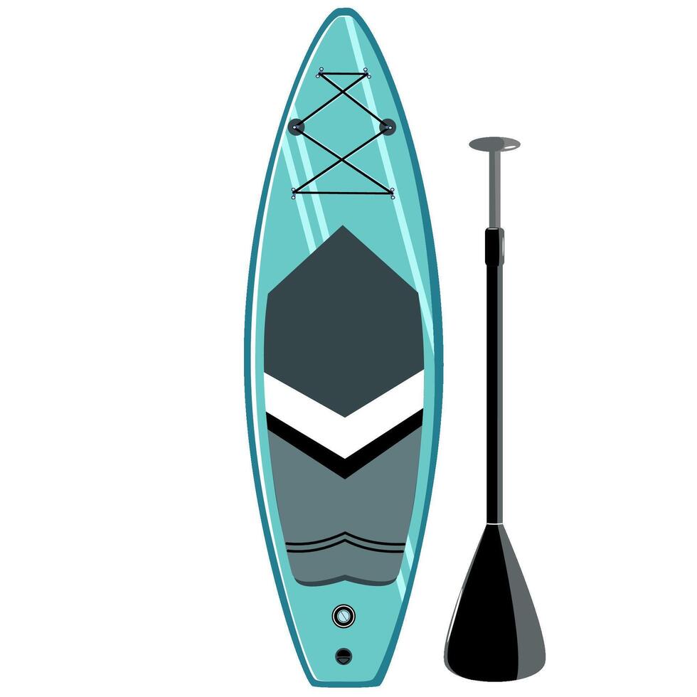 Inflatable stand up paddle board with paddle vector