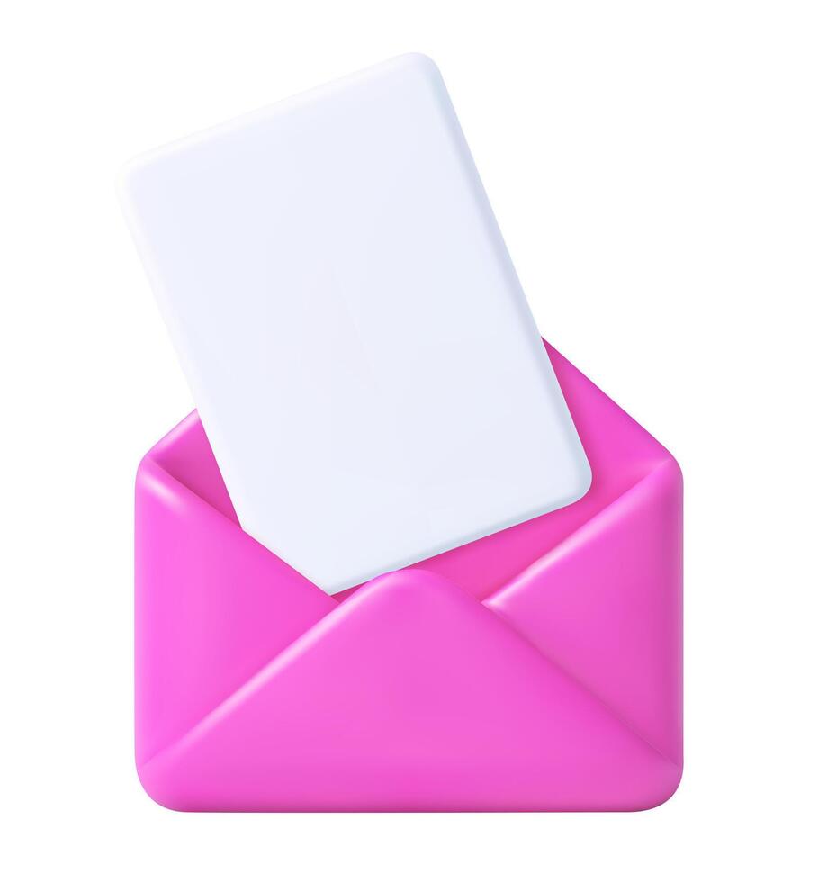 Pink envelope with white card vector