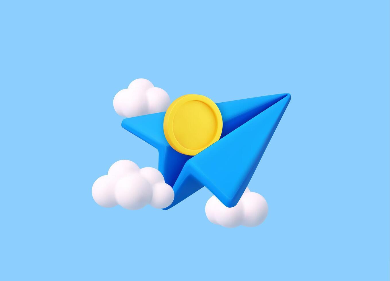 Paper plane flying in sky vector