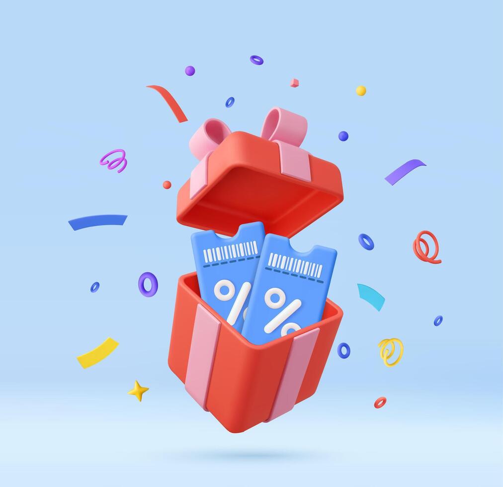 Gift box with discount coupons vector
