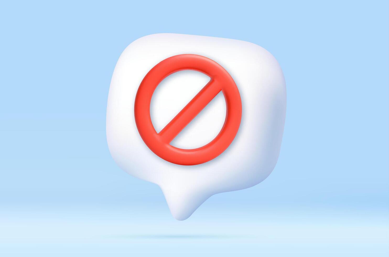 3D prohibition icon inside speech bubble vector