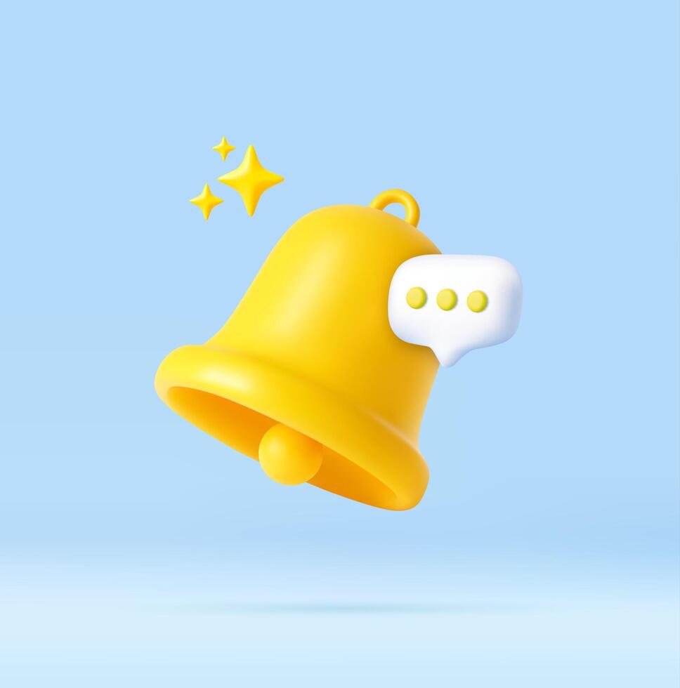 3D Bell notification vector